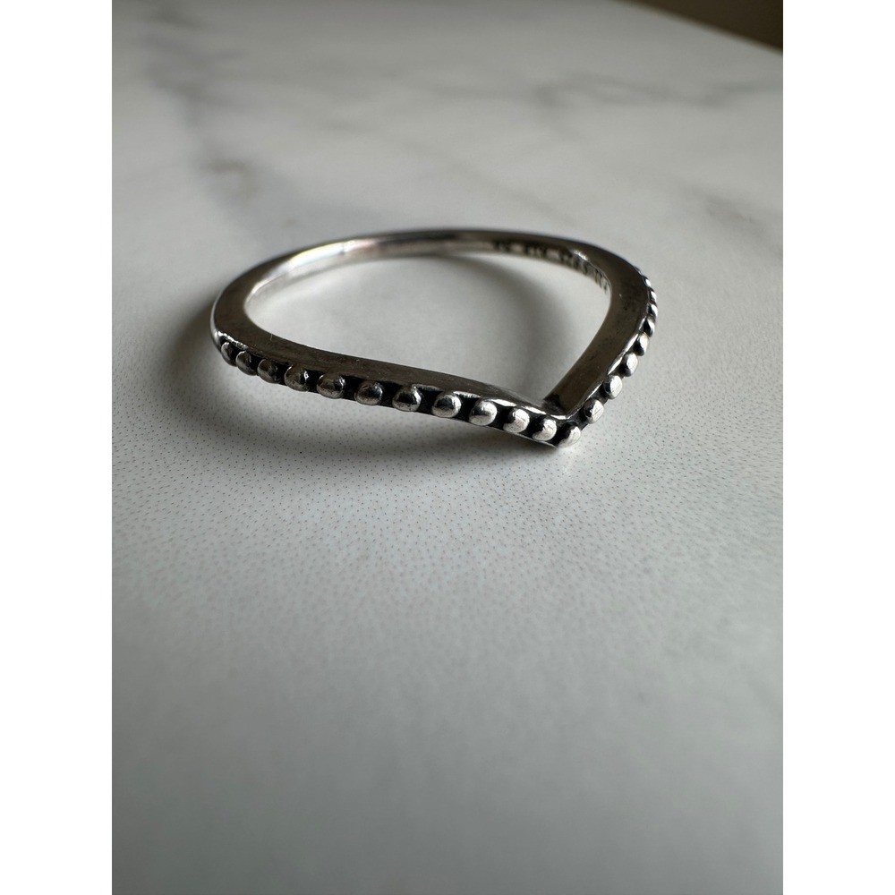 Pandora Beaded Wishbone Ring Sterling Silver 925 Size 56 US 7.5 196315‎